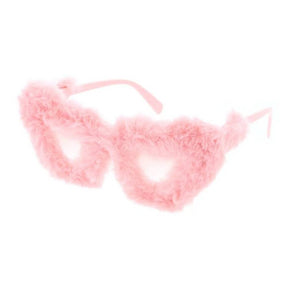 Plastic Large Heart Frame with Fur Trim Women glasses- Assorted
