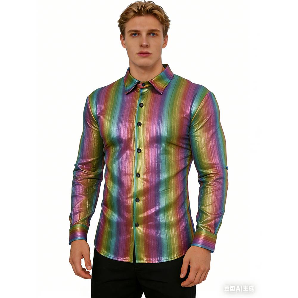 Men's Metallic Rainbow Disco Shirt