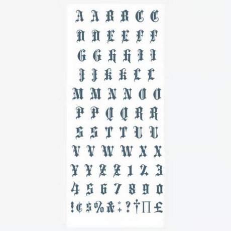 Tinsley Old English Alphabet Temporary Tattoos - Knuckles