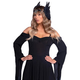 Feather Headband with metal medaillon accent LAA2914_Black_Front