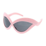 Unisex Plastic Large Wrap Around Futuristic Criss Cross Frame-Assorted