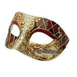 Venetian Styled cracked Mask- Red & Gold