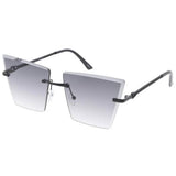 Metal Large Square Rimless Diamond Cut Lens- Assorted
