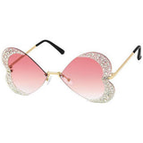 Sunglasses with Heartshaped  lens and  clear rhinestones - Assorted