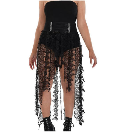Dark Floral Skirt with Attached Belt 8409323