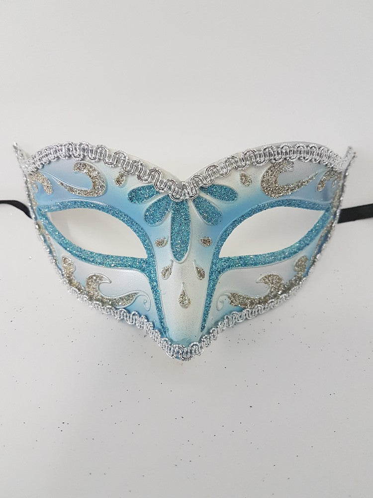 Venetian Mask small with glitter M - 6A M3112_blue