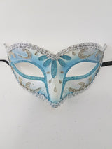 Venetian Mask small with glitter M - 6A M3112_blue