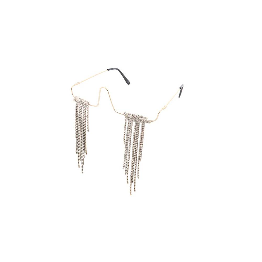 Metal Lensless Frame with dangling Accents glasses - Assorted