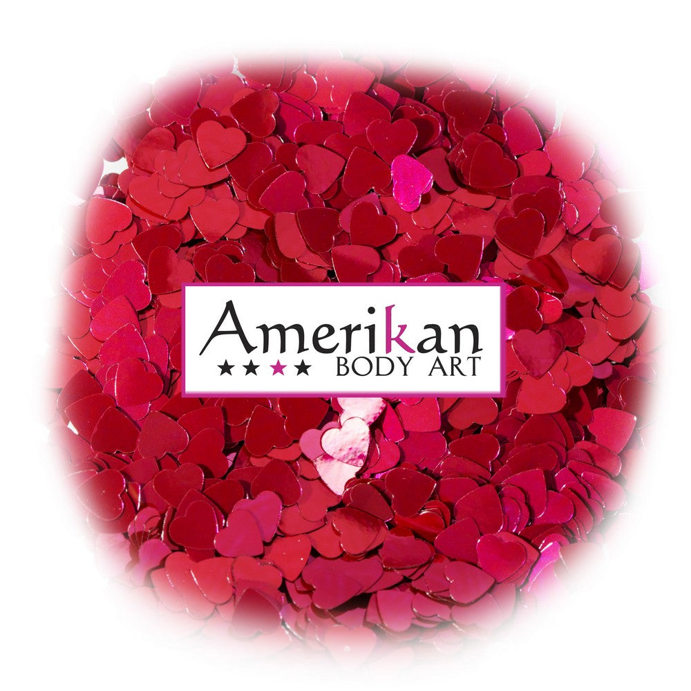Amerikan Body Art Chunky Glitter 0.094" hex 1oz Jars RedHeartsSwatch