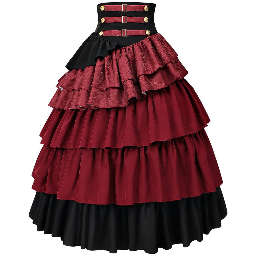 wine-red-womens-tiered-medieval-skirt