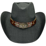 Paper Straw Western Cowboy Hat- Black