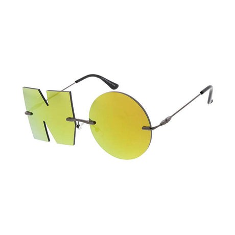 Unisex Metal Rimless NO Frame glasses w/ Color Mirror Lens-Assorted