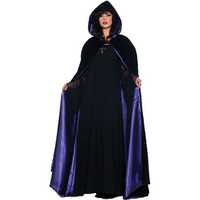 Deluxe Velvet & Satin Hooded Cape 63 inch 29209_Purple