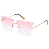 Metal Large Square Rimless Diamond Cut Lens- Assorted