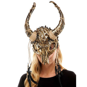 Voodoo creature skull Mask headpiece with horns