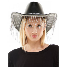 Leather cowboy Hat with diamante Tassels Hat147