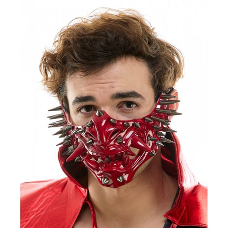 Red demon Oni half Mask with Spikes