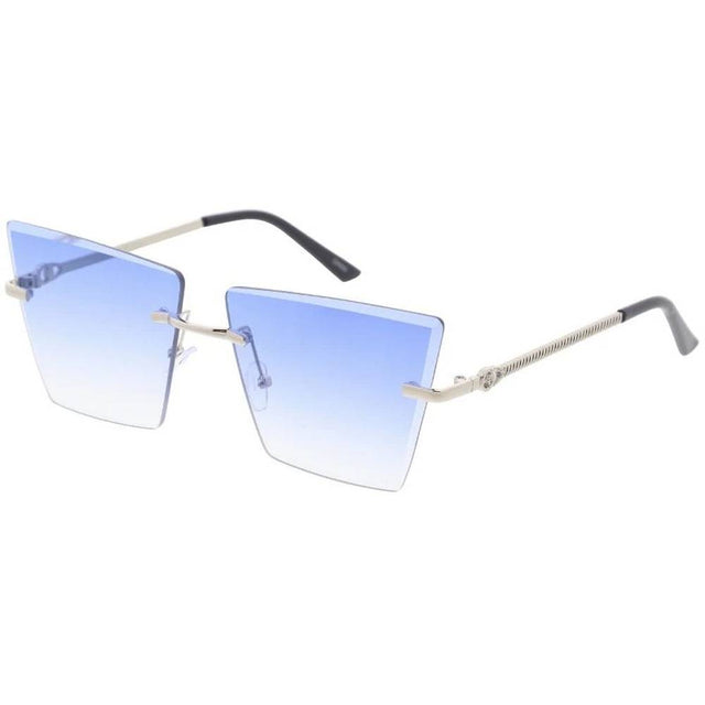 Metal Large Square Rimless Diamond Cut Lens- Assorted
