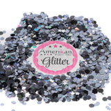 Amerikan Body Art Chunky Glitter 0.094" hex 1oz Jars darkmatter-swatch