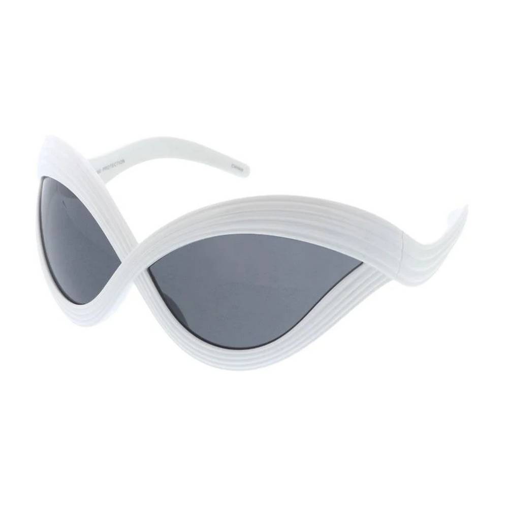 Unisex Plastic Large Wrap Around Futuristic Criss Cross Frame-Assorted