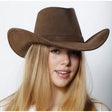 Leatherlike Frontier Cowboy Hat- Brown