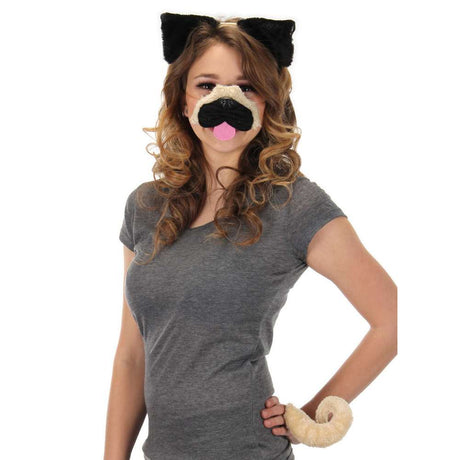 Pug Ears Headband, Nose & Tail Kit