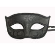 Venetian styled mask with glitter and ribbing - Black