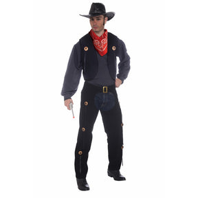 Cowboy Vest & Chaps Set One Size Black