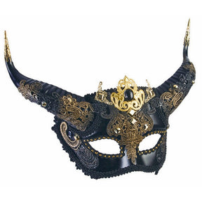 Elegant Faun Mask with horns  Black/Gold