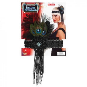 Black FLAPPER Headband with Feathers