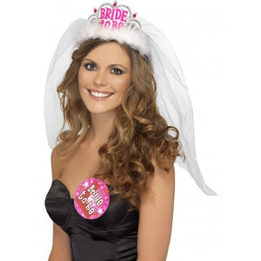 BRIDE TO BE TIARA white with pink
