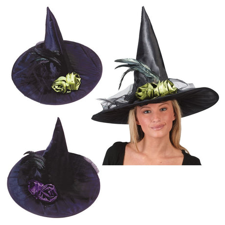 Fancy Feather Witch Hat - assorted