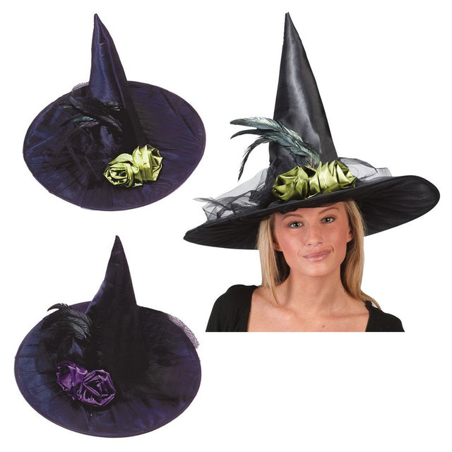 Fancy Feather Witch Hat - assorted