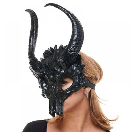 Animal Skull Mask with horns -Black
