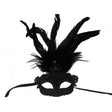 Venetian mask Black lace with feathers