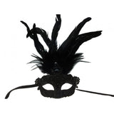 Venetian mask Black lace with feathers