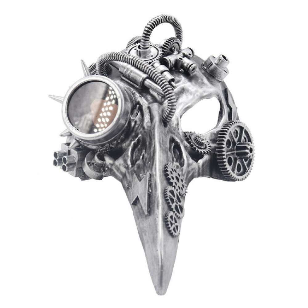 Steampunk bird mask with lens - Silver