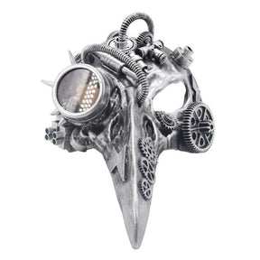 Steampunk bird mask with lens - Silver