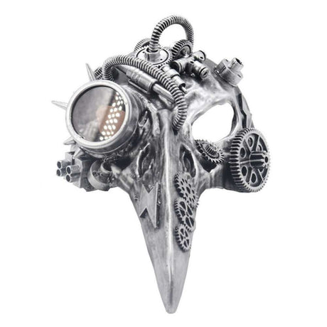 Steampunk bird mask with lens - Silver