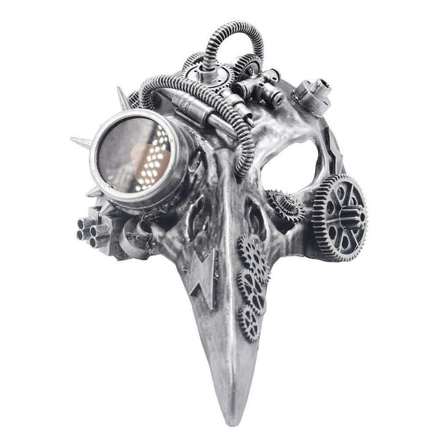 Steampunk bird mask with lens - Silver