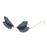 Small Double Dragonfly Wings Sunglasses Metal Women's - Assorted