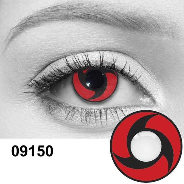 Red Black Tomoe Cosplay Contact Lenses