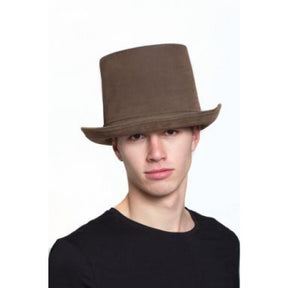Leatherlike Top Hat One Size Brown