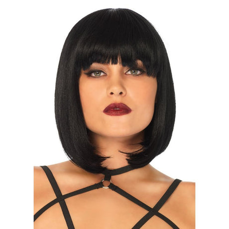 Short natural bob wig with bangs - Black