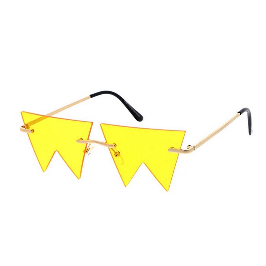 Unisex Metal Small Zig Zag Rimless Novelty Frame Assorted