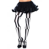 Woven opaque striped tights optical illusion- One Size - Black/White