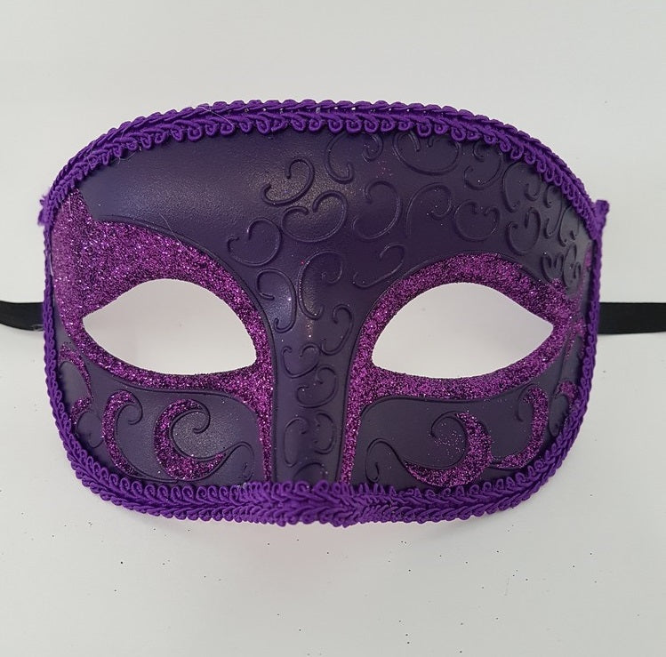 Venetian styled mask 07 with glitter- Purple