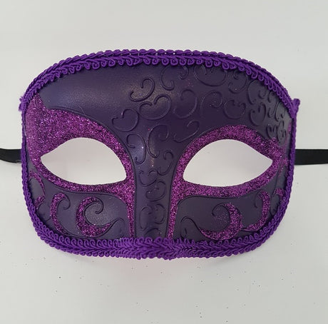 Venetian styled mask 07 with glitter- Purple