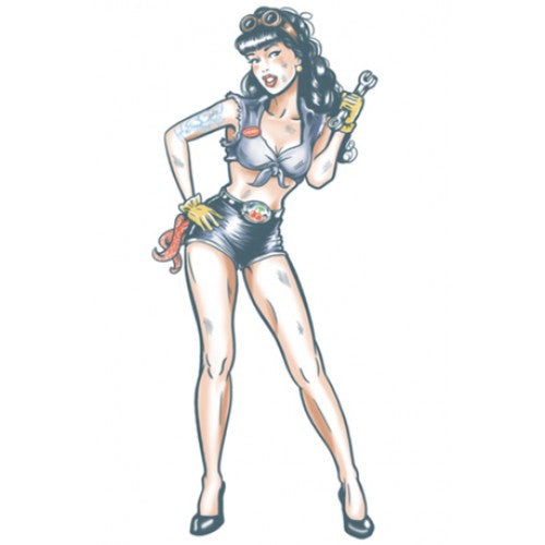 Mechanic PIN UP Girl Temp Tattoo