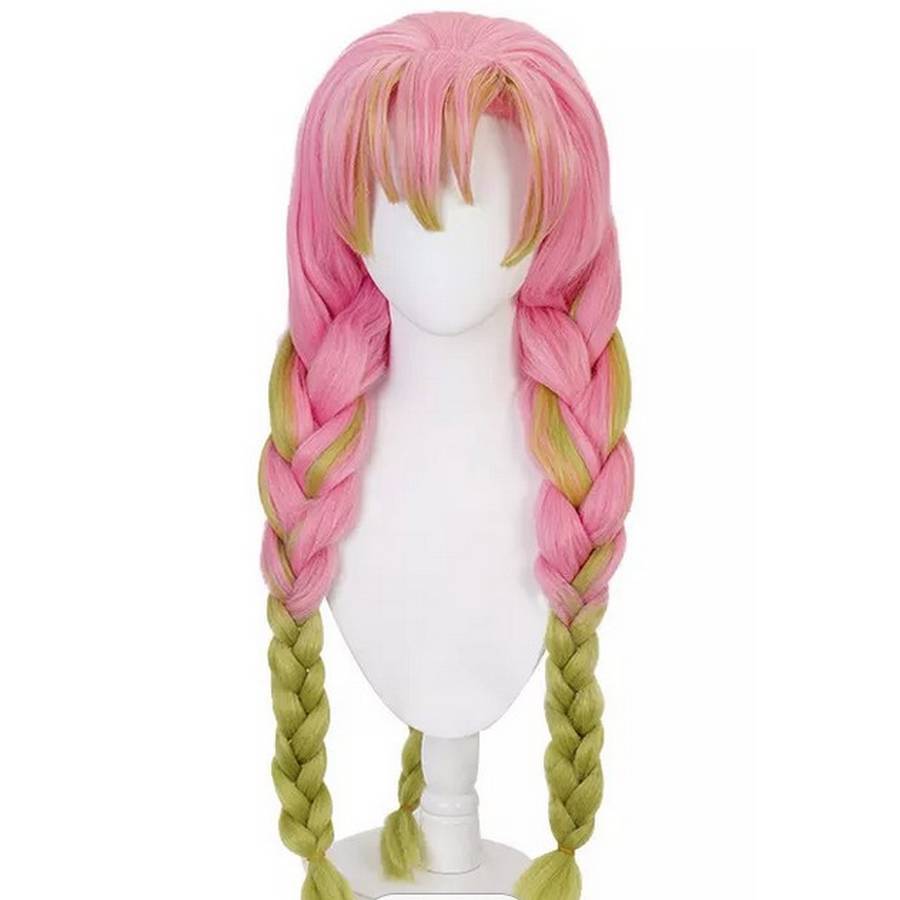 Long Pink Green cosplay Wig